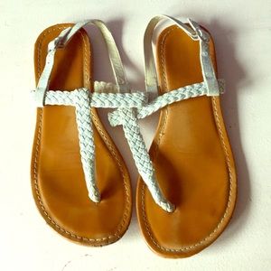 Silver glitter open toe sandals